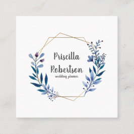 Carte De Visite Carré Aquarelle géométrique or Wedding planner floral