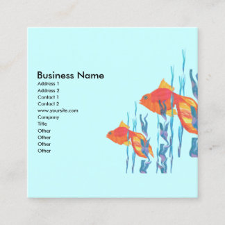 Carte De Visite Carré Aquarelle mignonne de poissons d'or nageant l'eau