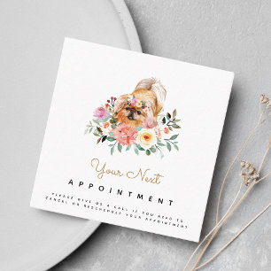 Carte De Visite Carré Aquarelle mignonne Pekingese Chien Rappel de rende