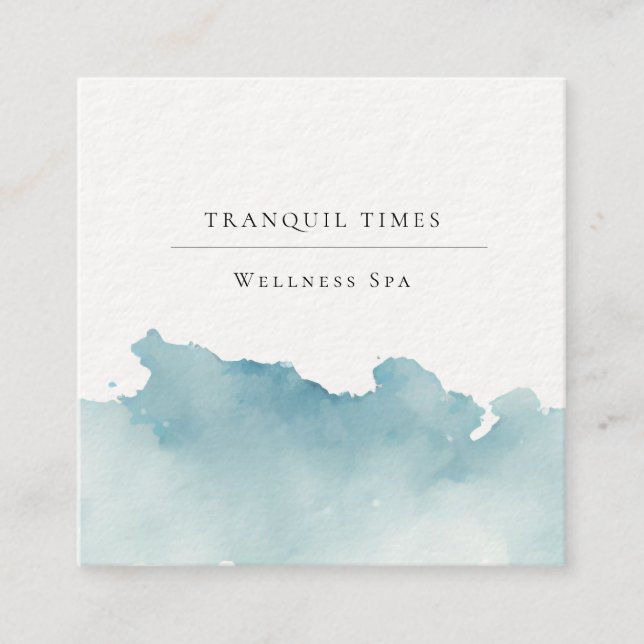 Carte De Visite Carré Aquarelle minimaliste moderne Aqua Spa (Devant)