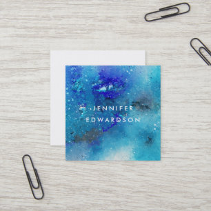 Carte De Visite Carré Aquarelle moderne bleu turquoise splatter professi