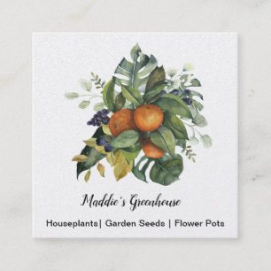 Carte De Visite Carré Aquarelle oranges arrangement floral