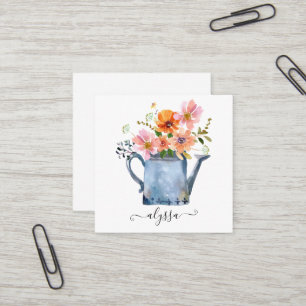 Carte De Visite Carré Aquarelle peinte à la main Floral