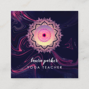 Carte De Visite Carré Aquarelle Purple Mandala Meditation Yoga Boho