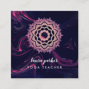 Carte De Visite Carré Aquarelle Purple Mandala Meditation Yoga Boho