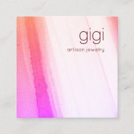Carte De Visite Carré Aquarelle rose Abstrait