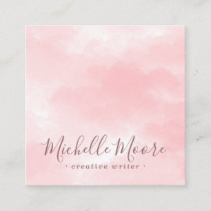 Carte De Visite Carré Aquarelle rose chic élégant professionnel minima