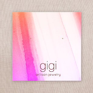 Carte De Visite Carré Aquarelle rose Écran à oreille Écran bijoux