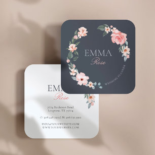 Carte De Visite Carré Aquarelle rose pâle Wedding planner Rose Floral