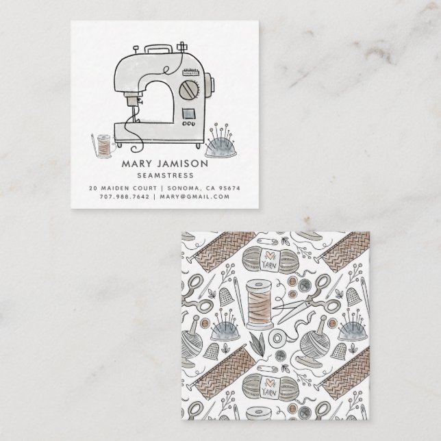 Carte De Visite Carré Aquarelle simple Sestress (Devant / Derrière)