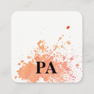 Carte De Visite Carré Aquarelle Splat / Monogramme