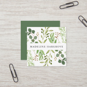Carte De Visite Carré Aquarelle verte  