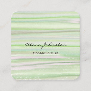 Carte De Visite Carré Aquarelle verte Pastel Abstraite