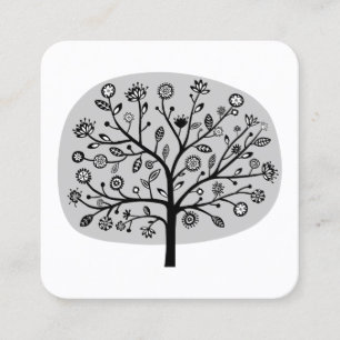Carte De Visite Carré Arbre à fleurs - gris