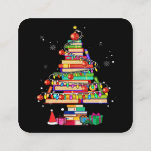 Carte De Visite Carré Arbre de la bibliothèque Joyeux Noël