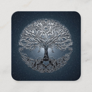 Carte De Visite Carré Arbre de vie Ciel bleu nuit étoilée