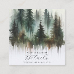 Carte De Visite Carré Arbres à l'aquarelle Détails de la nature sauvage