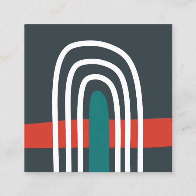 Carte De Visite Carré Arc en arc-en-ciel, design boho abstrait (Devant)
