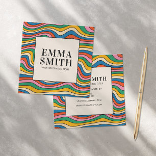 Carte De Visite Carré Arc-en-ciel - Rayures rétro