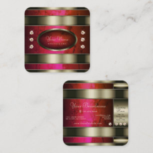 Carte De Visite Carré Argent exceptionnel avec marbre rose rouge