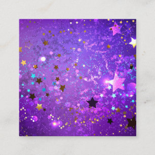 Carte De Visite Carré Arrière - plan de feuille violet avec étoiles