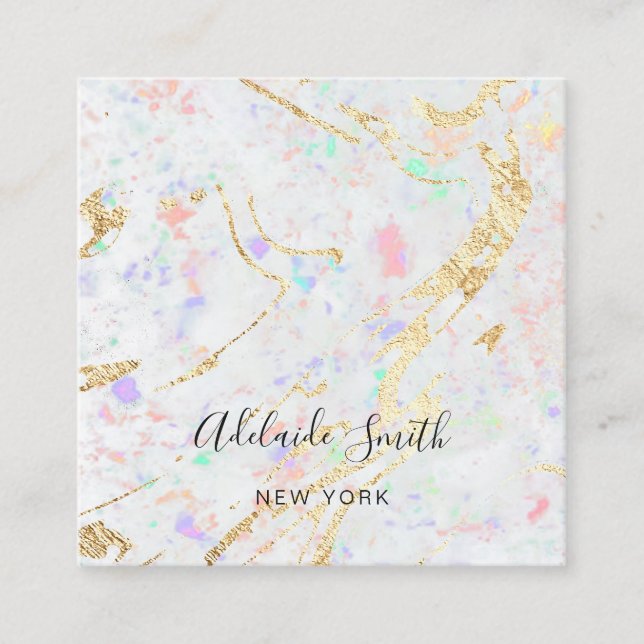 Carte De Visite Carré arrière - plan de texture gemstone blanc (Devant)