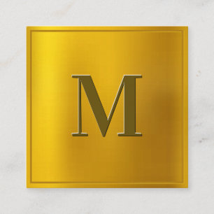 Carte De Visite Carré Arrière - plan Gold Gradient   Monogramme
