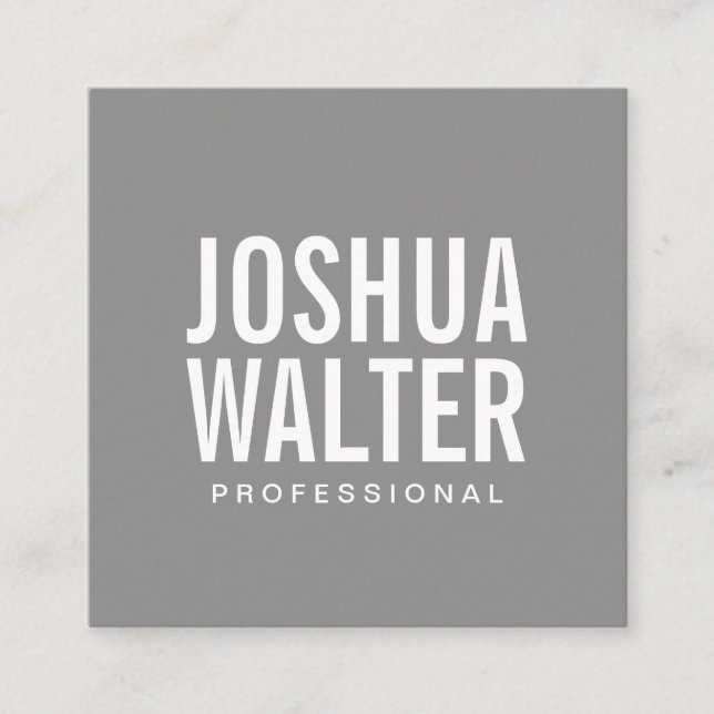Carte De Visite Carré Arrière - plan Gris texte simple (Devant)