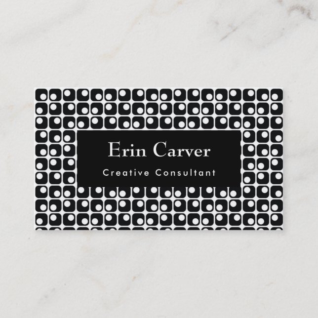 Carte De Visite Carré arrondi Retro noir et blanc Motif (Devant)