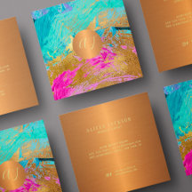 Art abstrait moderne peinture cuivre or monogramme