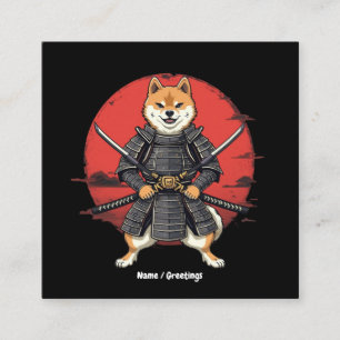 Carte De Visite Carré Art japonais Shiba Inu Samurai Design graphique