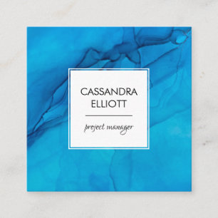 Carte De Visite Carré Art Liquide Abstrait Scuba Blue Alcohol Enk
