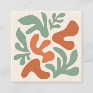 Carte De Visite Carré art mural abstrait vert sauge et terre cuite