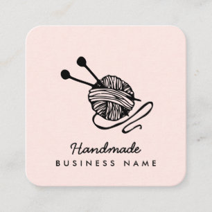 Carte De Visite Carré Artisanat artisanal moderne tricot rose minimalist