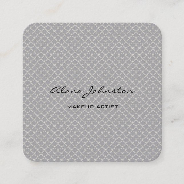Carte De Visite Carré Artiste de maquillage Abstrait Grey Snakeskin  (Devant)