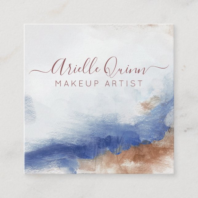Carte De Visite Carré Artiste de maquillage aquarelle Abstraite (Devant)