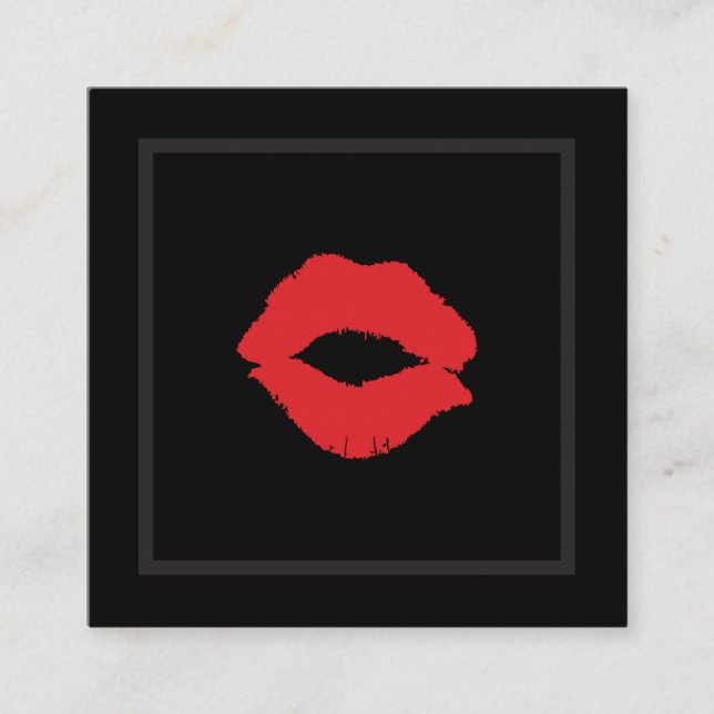 Carte De Visite Carré Artiste de maquillage Kiss Lipstick (Devant)
