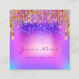 Carte De Visite Carré Artiste de maquillage Logo Eyelash Purple Gold Dri