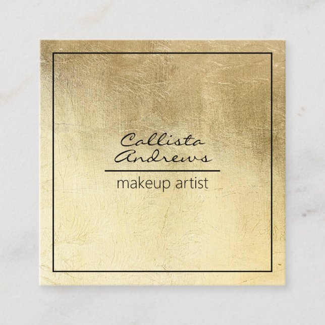Carte De Visite Carré Artiste de maquillage moderne Chic Gold (Devant)