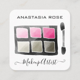 Carte De Visite Carré Artiste de maquillage Palette d'ombre blanche et r