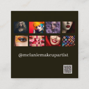 Carte De Visite Carré Artiste de maquillage photo moderne avec code QR