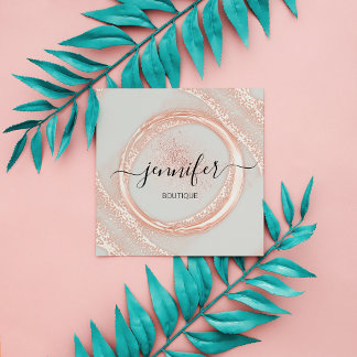 Carte De Visite Carré Artiste de maquillage professionnel Rose Gris Powd