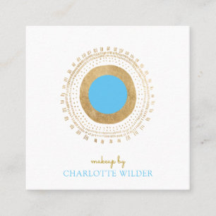 Carte De Visite Carré Artiste de maquillage Turquoise en bronze Abstrait