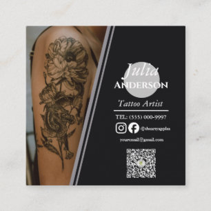 Carte De Visite Carré Artiste de Tatouage Moderne Après-Soin Carré Entre