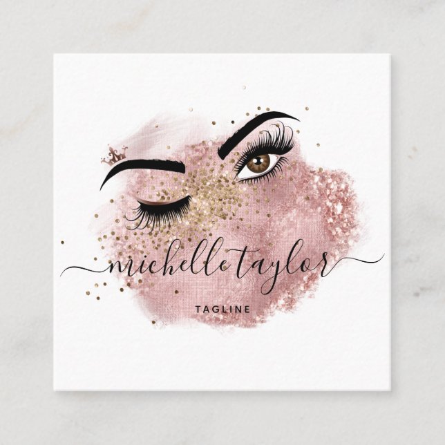 Carte De Visite Carré Artiste maquillage Beauté Salon Lash Extension oei (Devant)