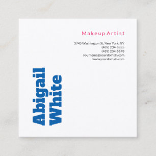 Carte De Visite Carré Artiste maquillage blanc bleu moderne en gras clai