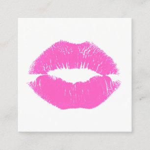 Carte De Visite Carré Artiste maquillage mignon rose lèvres de baiser be