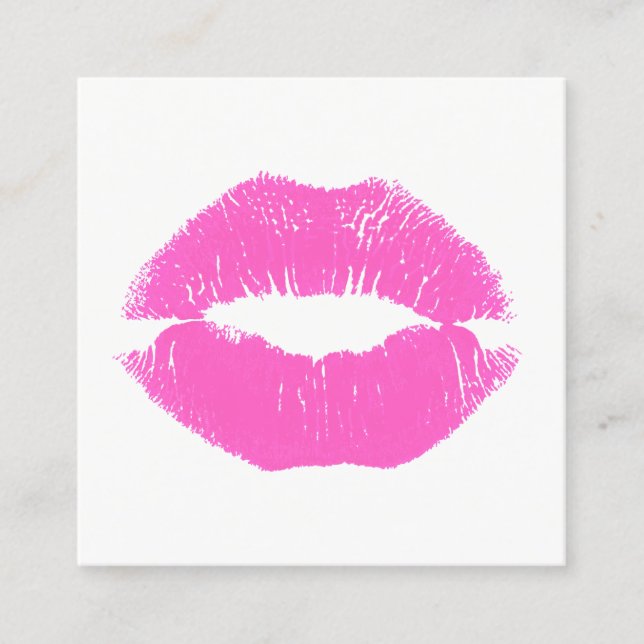 Carte De Visite Carré Artiste maquillage mignon rose lèvres de baiser be (Devant)