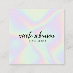 Carte De Visite Carré Artiste maquillage moderne pastel arc-en-ciel holo