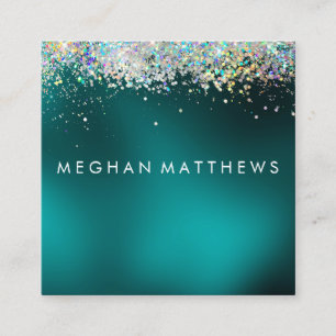 Carte De Visite Carré Artiste maquillage turquoise Silver Sparkle Beauty